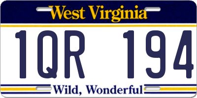 WV license plate 1QR194