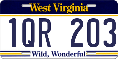 WV license plate 1QR203