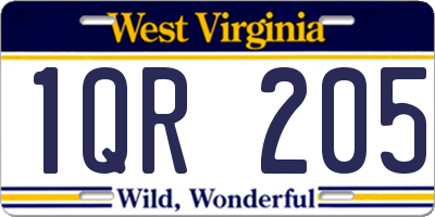 WV license plate 1QR205