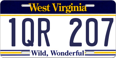 WV license plate 1QR207