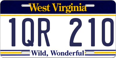 WV license plate 1QR210