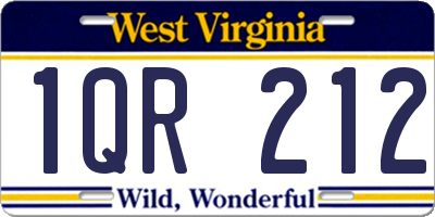 WV license plate 1QR212