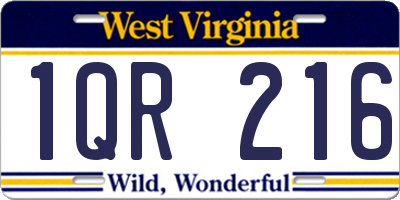 WV license plate 1QR216