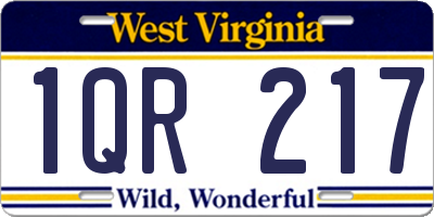 WV license plate 1QR217