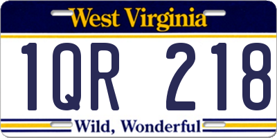 WV license plate 1QR218