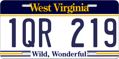 WV license plate 1QR219