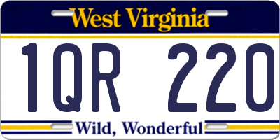 WV license plate 1QR220