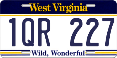 WV license plate 1QR227