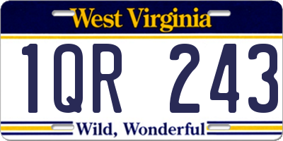 WV license plate 1QR243