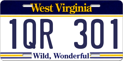 WV license plate 1QR301