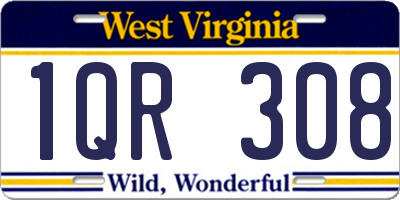 WV license plate 1QR308
