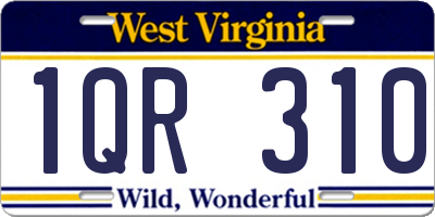 WV license plate 1QR310