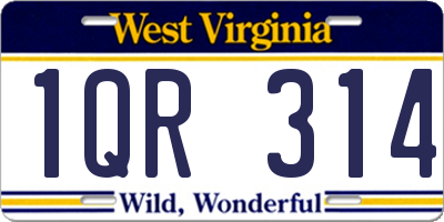 WV license plate 1QR314