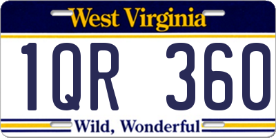 WV license plate 1QR360
