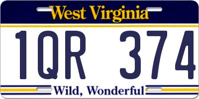WV license plate 1QR374