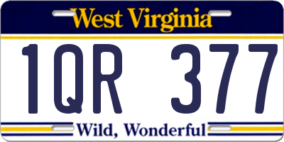 WV license plate 1QR377