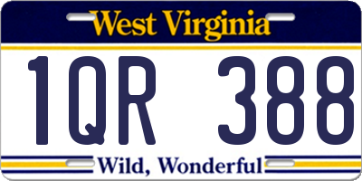 WV license plate 1QR388