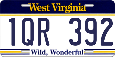 WV license plate 1QR392