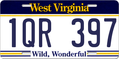 WV license plate 1QR397