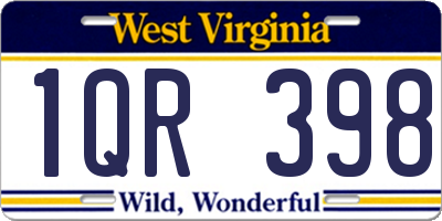 WV license plate 1QR398