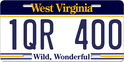 WV license plate 1QR400