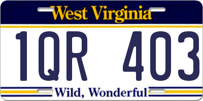WV license plate 1QR403