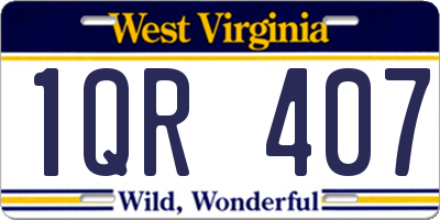 WV license plate 1QR407