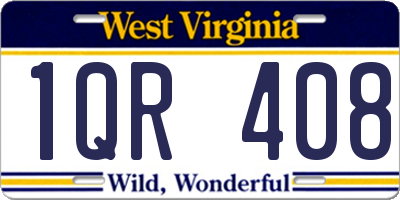 WV license plate 1QR408