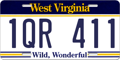 WV license plate 1QR411