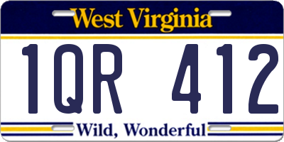 WV license plate 1QR412