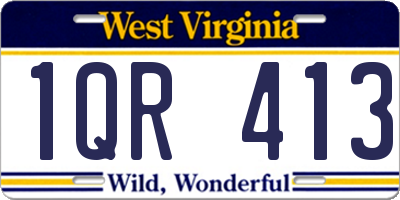 WV license plate 1QR413