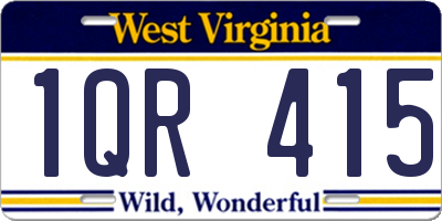 WV license plate 1QR415