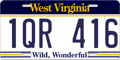 WV license plate 1QR416