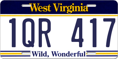 WV license plate 1QR417