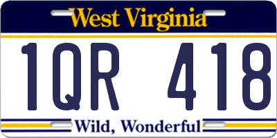 WV license plate 1QR418