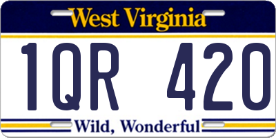 WV license plate 1QR420