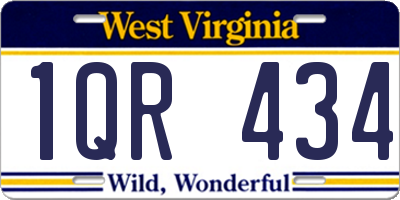 WV license plate 1QR434