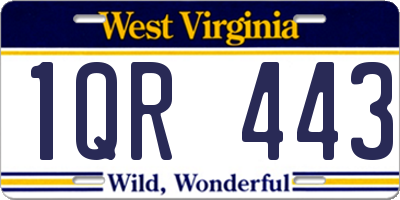 WV license plate 1QR443