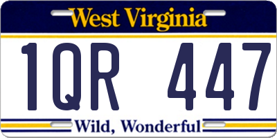 WV license plate 1QR447