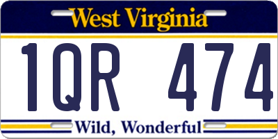 WV license plate 1QR474
