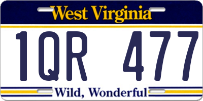 WV license plate 1QR477