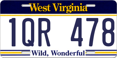WV license plate 1QR478