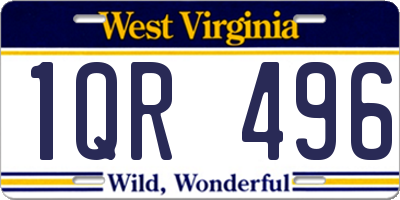 WV license plate 1QR496