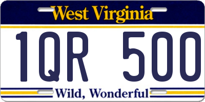 WV license plate 1QR500