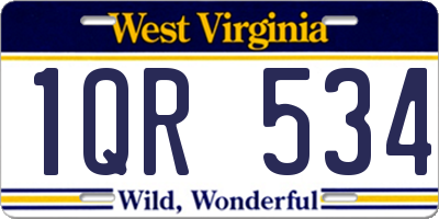 WV license plate 1QR534