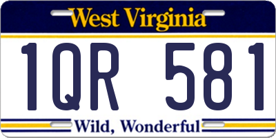 WV license plate 1QR581