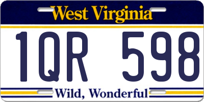 WV license plate 1QR598