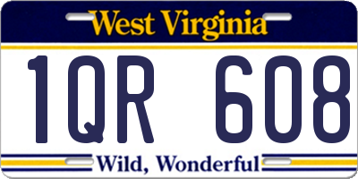 WV license plate 1QR608