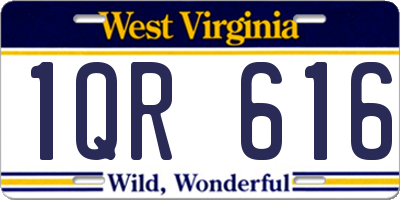 WV license plate 1QR616