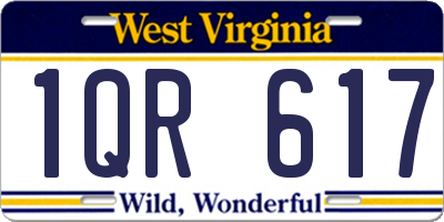 WV license plate 1QR617